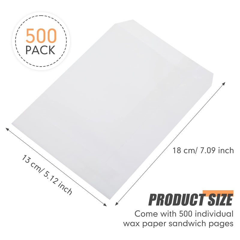 Epakh 500 Pcs Grease Resistant Paper Treat Bags 5. 12 x 7. 09 Inches Paper Cookie Sleeves Bags Glassine Semi Transparent Flat Bakery Sleeves Envelopes for Bakery Candies Chocolate Hand Pie(White) - Image 2